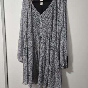 H&M Blue Floral Babydoll Mini Dress